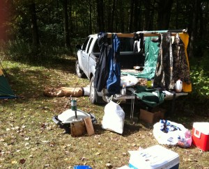 After a long day of salmon fishing, I relax in the shade under my truck